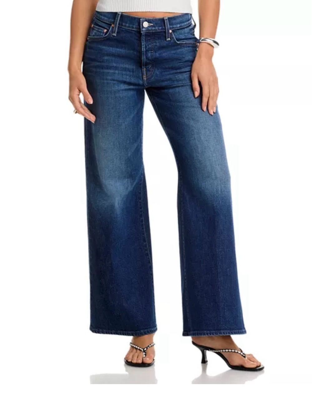 MOTHER Lil Tomcat Roller Skimp Wide leg Jeans in Perfectly Imperfect Wash - Picture 2 of 6